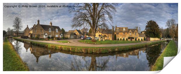 Lower Slauters, The Cotswolds, UK, Colour Panorama Print by Philip Brown