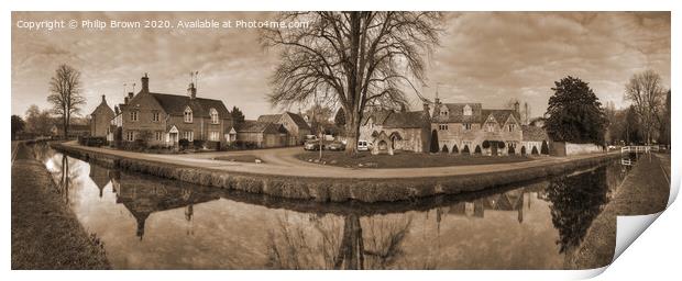 Lower Slauters, The Cotswolds, UK, Colour Panorama Print by Philip Brown