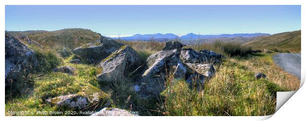 The Rhinogs Mountain Range, North Wales Print by Philip Brown