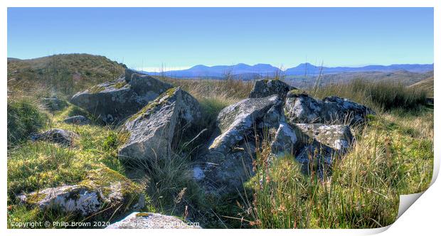 The Rhinogs Mountain Range, North Wales, Crop Print by Philip Brown