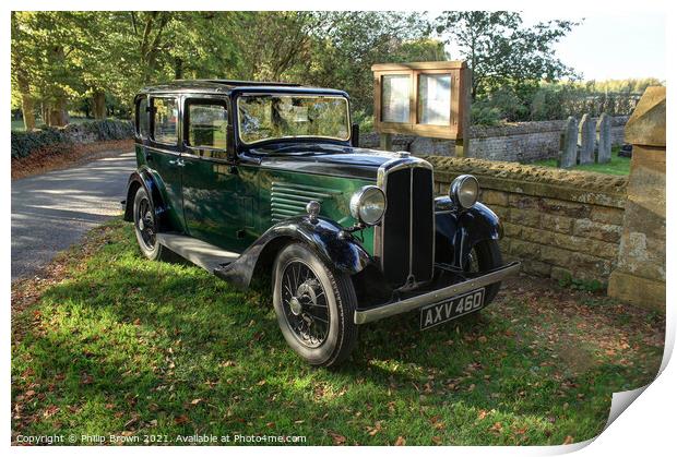 Old Classic Austin 7 Car in the Cotswolds Print by Philip Brown