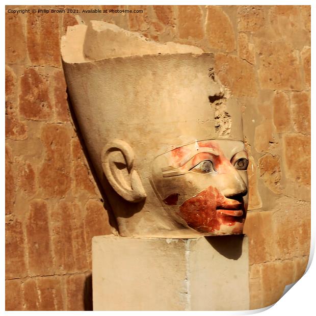 Sculpture in Hatshepsuts temple at Deir el-Bahri,  Print by Philip Brown