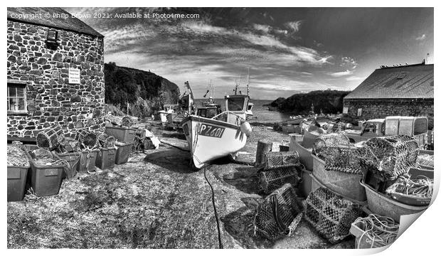The Fisherman`s Cove and Harbour at Cadgwith in Co Print by Philip Brown