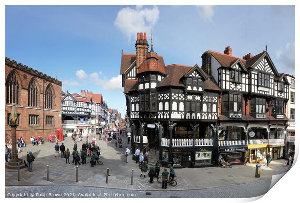 Medieval Chester, showing the unique Rows Print by Philip Brown