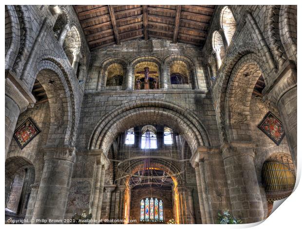 Inside Melbourne Norman Church Panoramic No 2 Print by Philip Brown