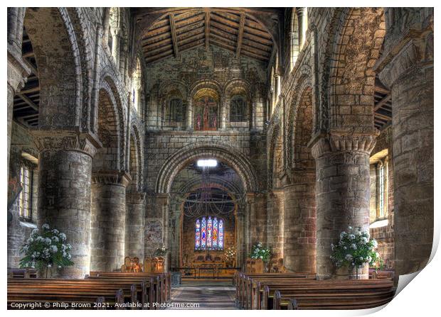 Inside Melbourne Norman Church Panoramic No 1 Print by Philip Brown