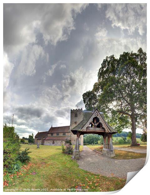 lychgate to Moreville Church in Shropshire, UK Print by Philip Brown