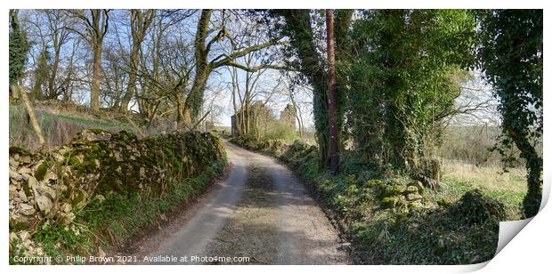 Country Road in Waterfall, Staffordshire-Panorama Print by Philip Brown
