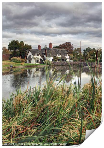 The Thatched Cottage by Pool Print by Philip Brown