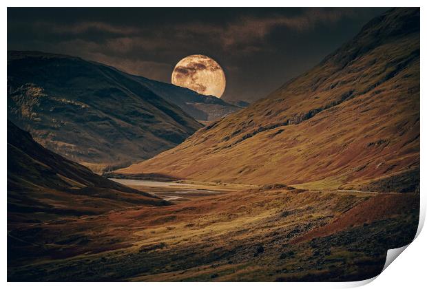 Moon and Glencoe Print by Duncan Loraine
