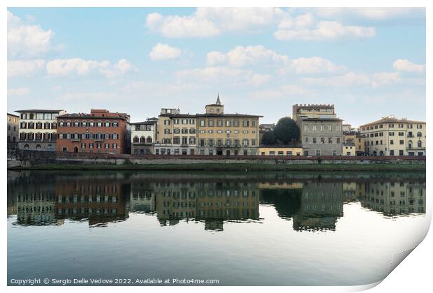 Lungarno riverside in Florence, Italy Print by Sergio Delle Vedove