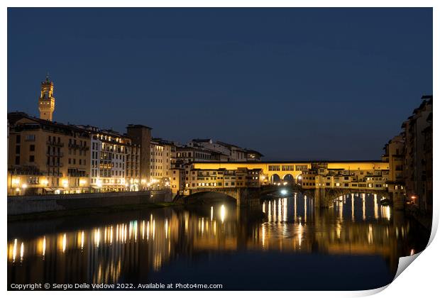 ponte vecchio bridge at sunset in Florence, Italy Print by Sergio Delle Vedove