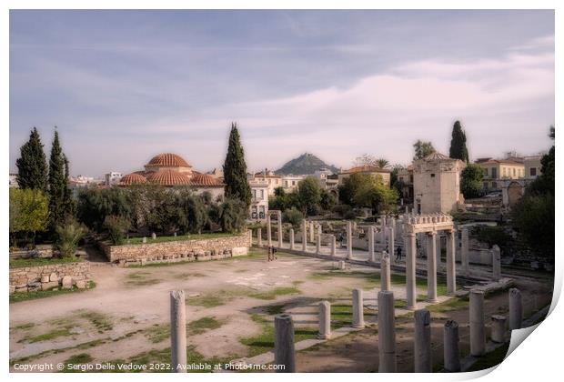 Roman Agora archaeological site in Athens, Greece Print by Sergio Delle Vedove