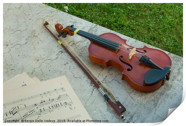 Violin and musical score Print by Sergio Delle Vedove