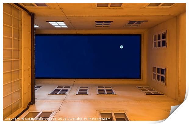 the moon in the sky Print by Sergio Delle Vedove