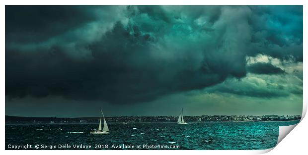 The thunderstorm on the sea Print by Sergio Delle Vedove