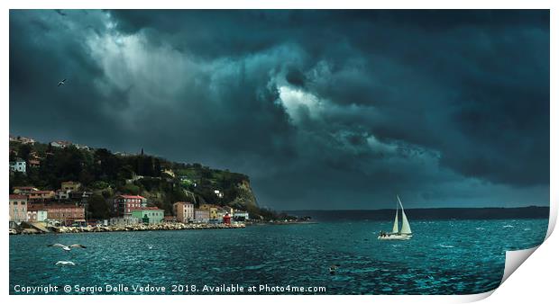 The thunderstorm on the sea Print by Sergio Delle Vedove