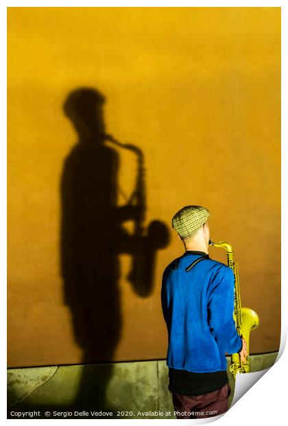 the sax player  Print by Sergio Delle Vedove