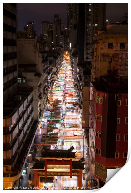 Night Street market in Hong Kong  Print by Sergio Delle Vedove