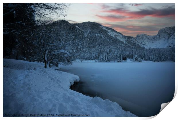 Winter at Fusine lake, Italy  Print by Sergio Delle Vedove