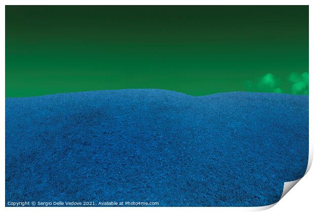 The blue hill Print by Sergio Delle Vedove