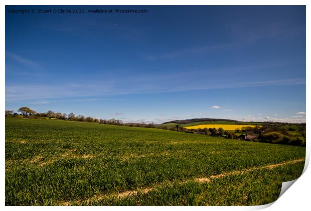 Racton views Print by Stuart C Clarke