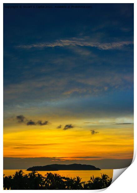 Borneo sunset Print by Stuart C Clarke