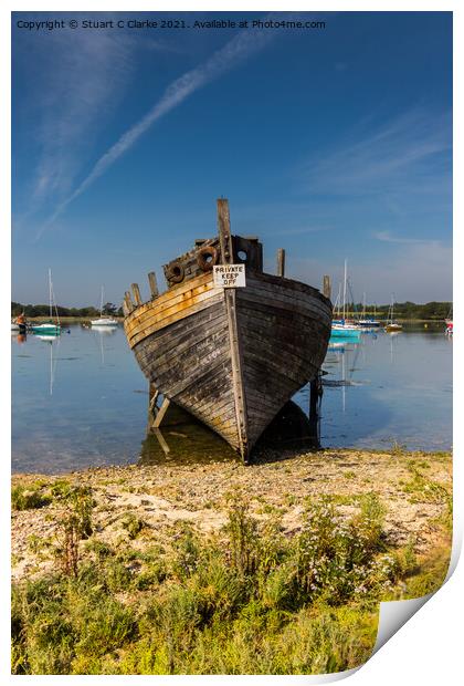 The Old Boat Print by Stuart C Clarke