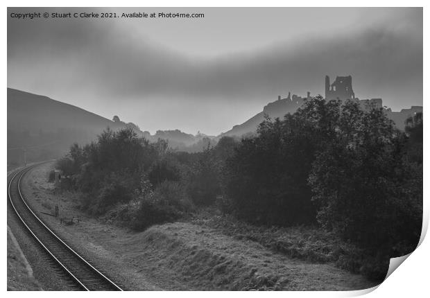 Corfe Castle Print by Stuart C Clarke