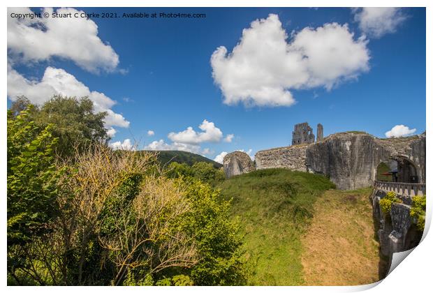 Corfe Castle Print by Stuart C Clarke