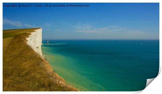 Beachy Head lighthouse Print by Stuart C Clarke