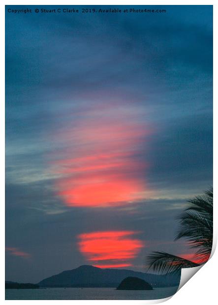 Red sunset in Phuket Print by Stuart C Clarke