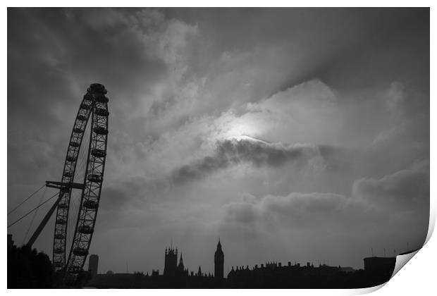 London Eye silhouette Print by Stuart C Clarke