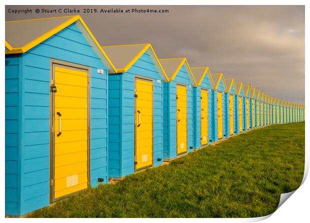 Bognor Beach Huts Print by Stuart C Clarke