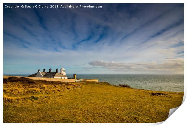 Anvil Point lighthouse Print by Stuart C Clarke