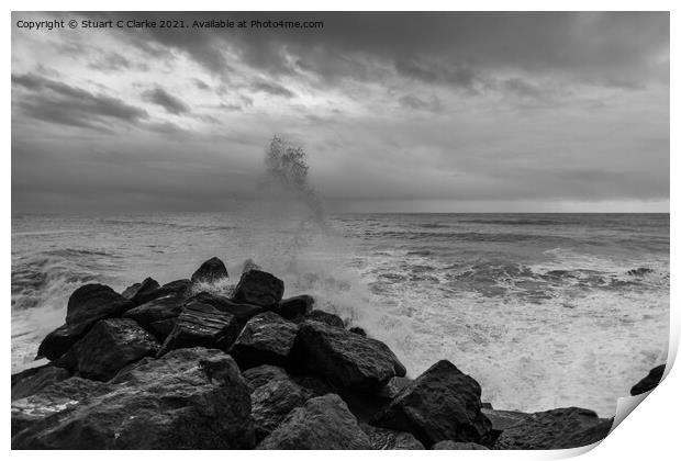 Sea defences Print by Stuart C Clarke