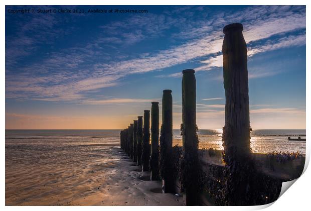 Seaside groynes Print by Stuart C Clarke