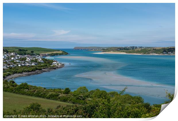 View over Padstow and the camel estuary Print by Kate Whiston