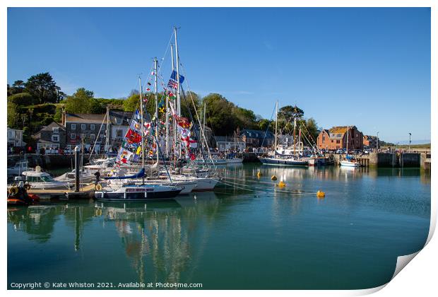 Boats ready for Padstow MayDay Print by Kate Whiston