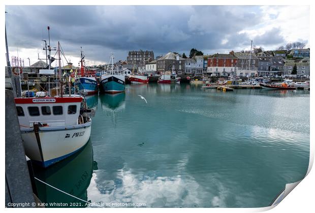 Fishing Boats in Padstow Harbour  Print by Kate Whiston