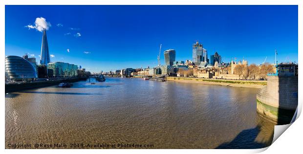 View from Tower Bridge Print by Ross Malin