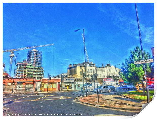HDR Watercolour London Roads And Cars Framed Photo Print by Cherise Man