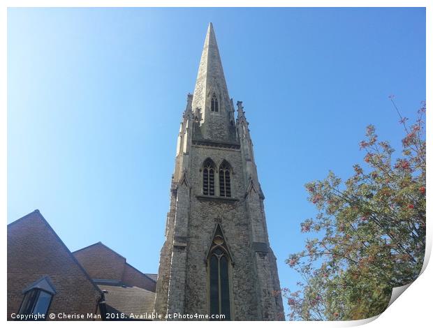 Lewisham Tall Church Spire Building Blue Sky Print Print by Cherise Man