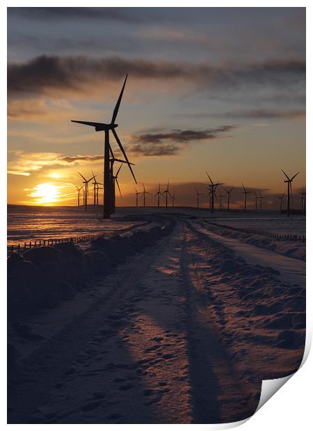 Windfarm sunset Print by Robert McCristall