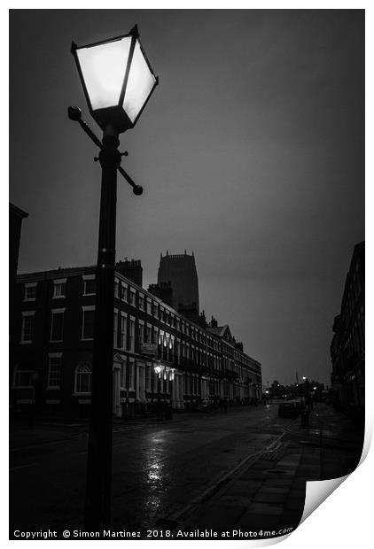 A Rainy Night in Rodney Street Print by Simon Martinez