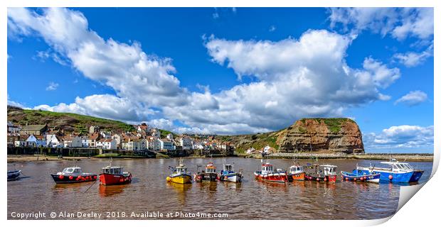 Fishing Boats in Staithes harbour,North Yorkshire Print by Alan Deeley