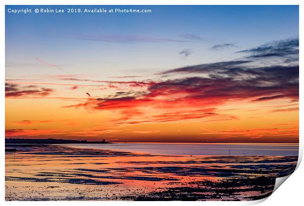 Sunset Minnis Bay in Kent  Print by Robin Lee