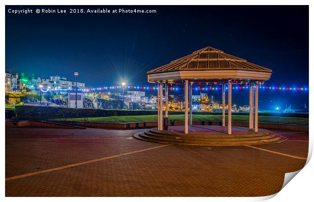 Broadstairs Bandstand and seafront nightscape Print by Robin Lee