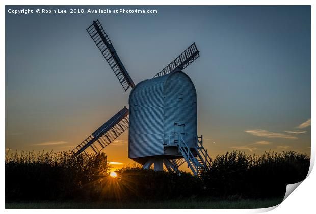 Chillenden Windmill Sunset  Print by Robin Lee