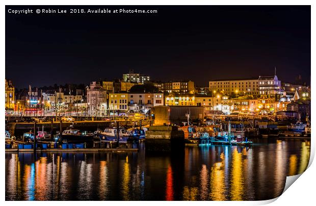 Ramsgate Harbour by night Print by Robin Lee
